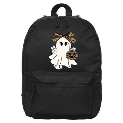Funny Halloween Camouflage Camo Ghost Hello Hunting Season 16 in Basic Backpack