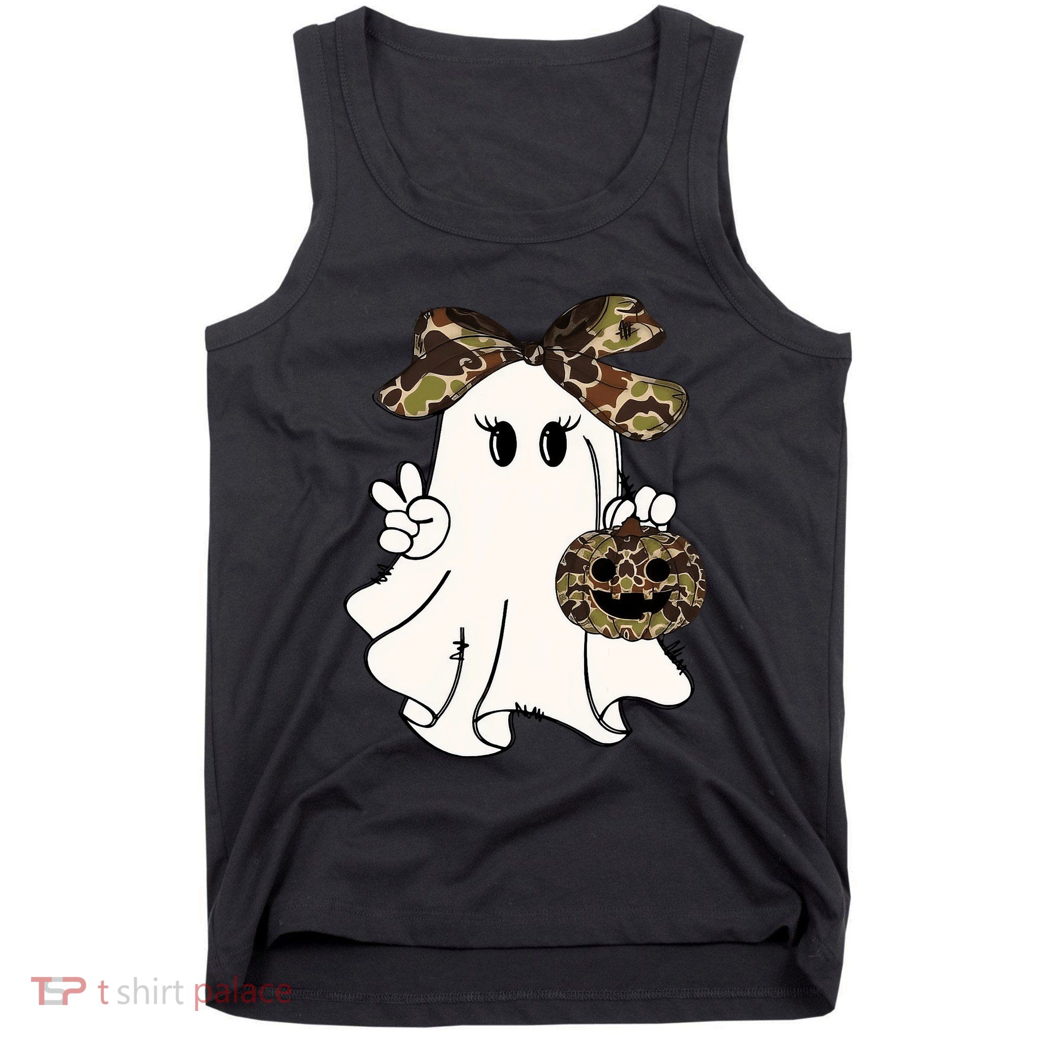 Funny Halloween Camouflage Camo Ghost Hello Hunting Season Tank Top
