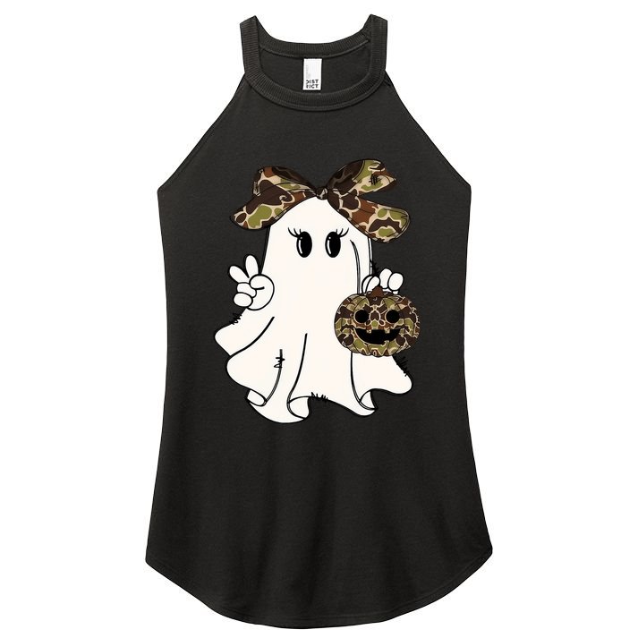 Funny Halloween Camouflage Camo Ghost Hello Hunting Season Women's Perfect Tri Rocker Tank