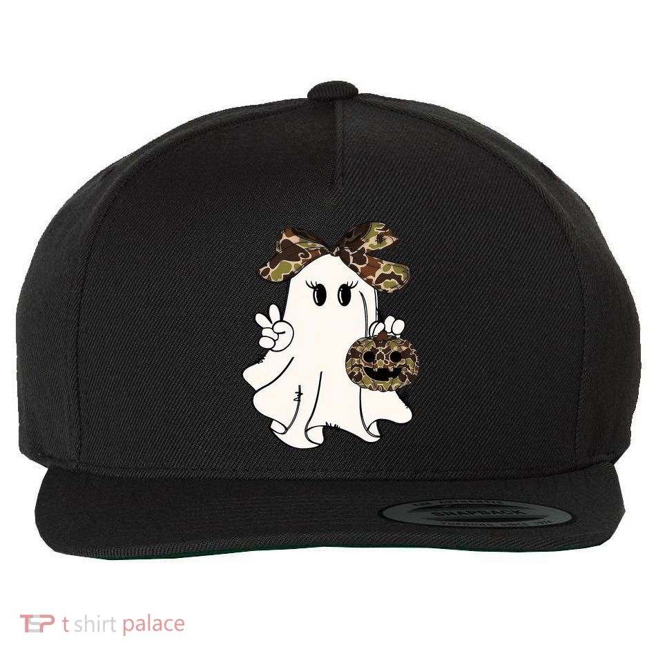 Funny Halloween Camouflage Camo Ghost Hello Hunting Season Wool Snapback Cap