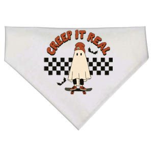 Funny Halloween Creep It Real Retro Skateboarding Ghost USA-Made Doggie Bandana