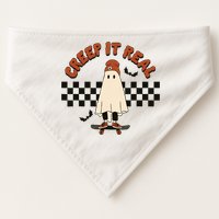 Funny Halloween Creep It Real Retro Skateboarding Ghost USA-Made Doggie Bandana