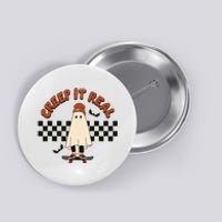 Funny Halloween Creep It Real Retro Skateboarding Ghost Button