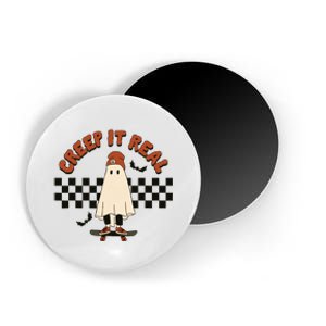 Funny Halloween Creep It Real Retro Skateboarding Ghost Magnet