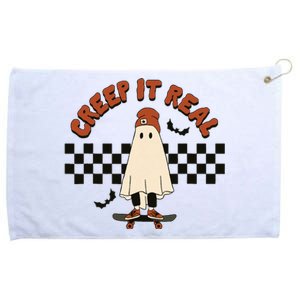 Funny Halloween Creep It Real Retro Skateboarding Ghost Grommeted Golf Towel