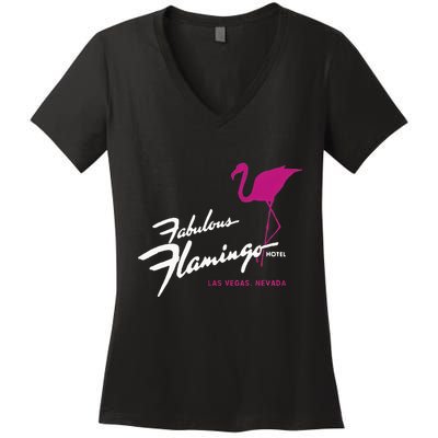 Flamingo Hotel Casino Las Vegas Retro Vintage Women's V-Neck T-Shirt