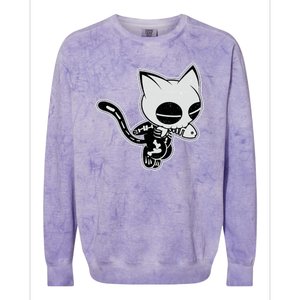 Funny Halloween Cute Ghost Skelekat Colorblast Crewneck Sweatshirt