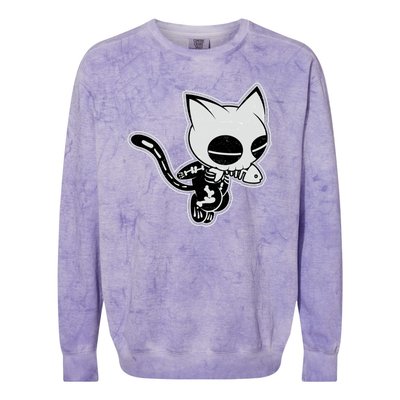 Funny Halloween Cute Ghost Skelekat Colorblast Crewneck Sweatshirt