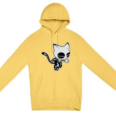 Funny Halloween Cute Ghost Skelekat Premium Pullover Hoodie