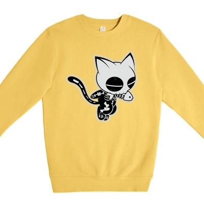 Funny Halloween Cute Ghost Skelekat Premium Crewneck Sweatshirt