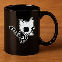 Funny Halloween Cute Ghost Skelekat 11oz C Handle Ceramic Mug
