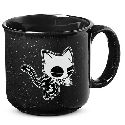 Funny Halloween Cute Ghost Skelekat 15oz Campfire Ceramic Mug