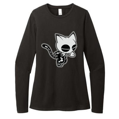 Funny Halloween Cute Ghost Skelekat Womens CVC Long Sleeve Shirt