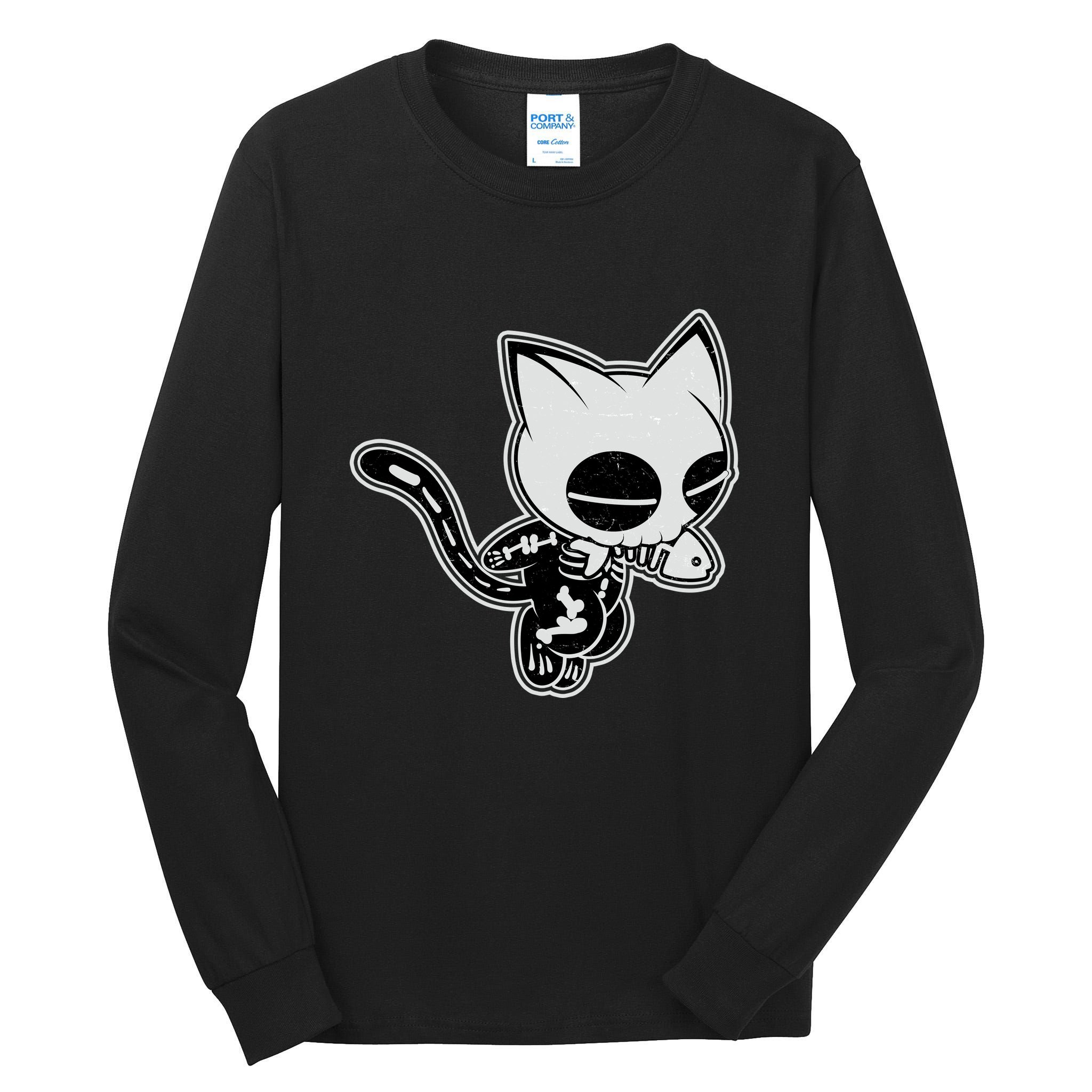 Funny Halloween Cute Ghost Skelekat Tall Long Sleeve T-Shirt