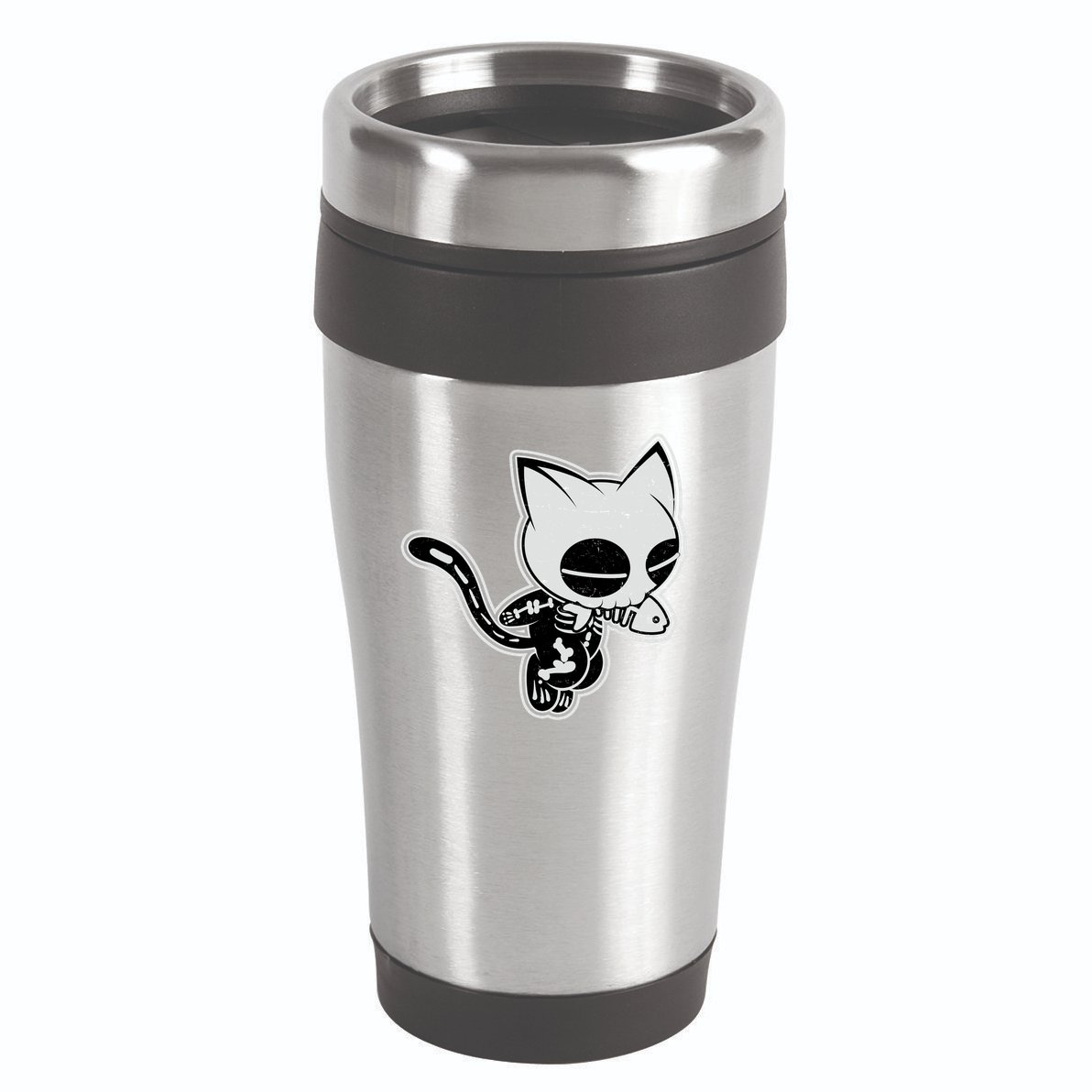 Funny Halloween Cute Ghost Skelekat 16oz Travel Tumbler