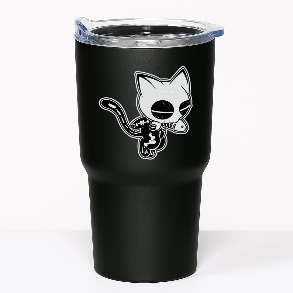 Funny Halloween Cute Ghost Skelekat Tumbler