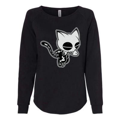 Funny Halloween Cute Ghost Skelekat Womens California Wash Sweatshirt