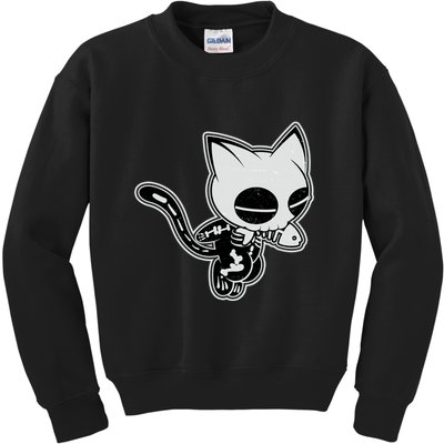 Funny Halloween Cute Ghost Skelekat Kids Sweatshirt