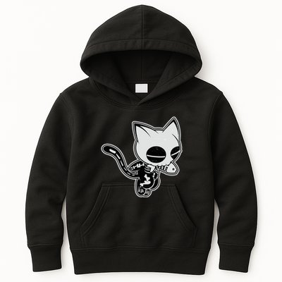Funny Halloween Cute Ghost Skelekat Kids Hoodie