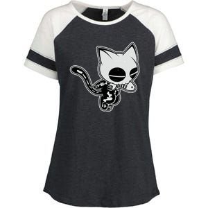 Funny Halloween Cute Ghost Skelekat Enza Ladies Jersey Colorblock Tee