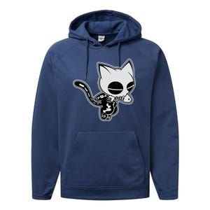 Funny Halloween Cute Ghost Skelekat Performance Fleece Hoodie