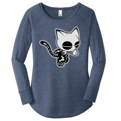 Funny Halloween Cute Ghost Skelekat Women's Perfect Tri Tunic Long Sleeve Shirt