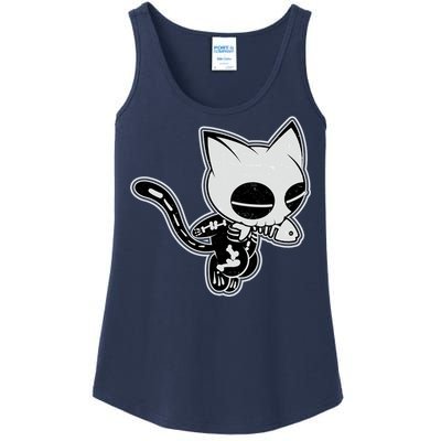 Funny Halloween Cute Ghost Skelekat Ladies Essential Tank