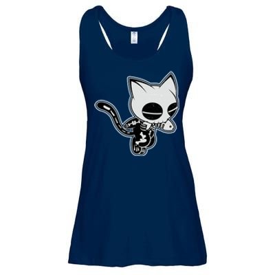 Funny Halloween Cute Ghost Skelekat Ladies Essential Flowy Tank