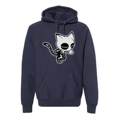 Funny Halloween Cute Ghost Skelekat Premium Hoodie