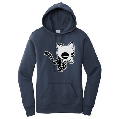 Funny Halloween Cute Ghost Skelekat Women's Pullover Hoodie