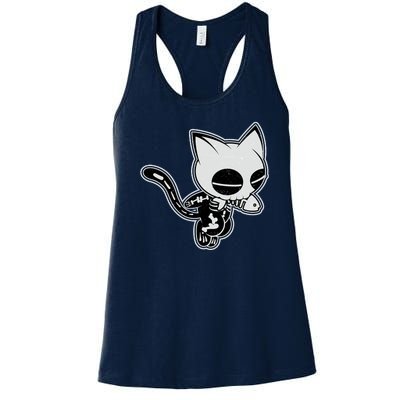 Funny Halloween Cute Ghost Skelekat Women's Racerback Tank