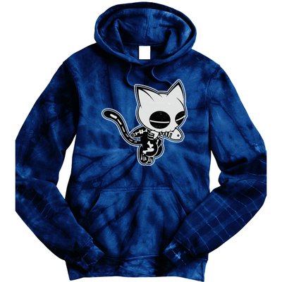 Funny Halloween Cute Ghost Skelekat Tie Dye Hoodie