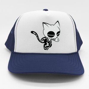 Funny Halloween Cute Ghost Skelekat Trucker Hat