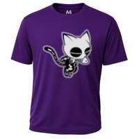 Funny Halloween Cute Ghost Skelekat Cooling Performance Crew T-Shirt