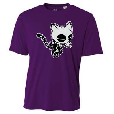 Funny Halloween Cute Ghost Skelekat Cooling Performance Crew T-Shirt