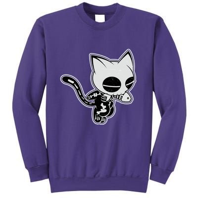 Funny Halloween Cute Ghost Skelekat Sweatshirt