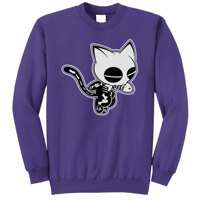 Funny Halloween Cute Ghost Skelekat Sweatshirt