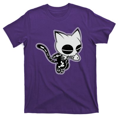 Funny Halloween Cute Ghost Skelekat T-Shirt