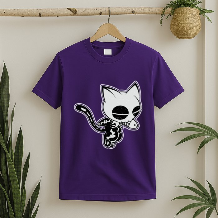 Funny Halloween Cute Ghost Skelekat T-Shirt