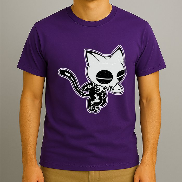 Funny Halloween Cute Ghost Skelekat T-Shirt