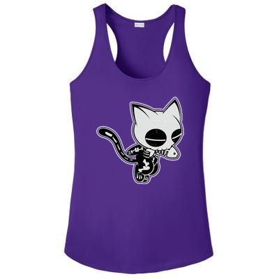 Funny Halloween Cute Ghost Skelekat Ladies PosiCharge Competitor Racerback Tank