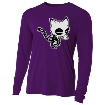 Funny Halloween Cute Ghost Skelekat Cooling Performance Long Sleeve Crew