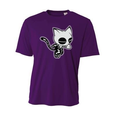 Funny Halloween Cute Ghost Skelekat Performance Sprint T-Shirt