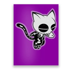 Funny Halloween Cute Ghost Skelekat Poster