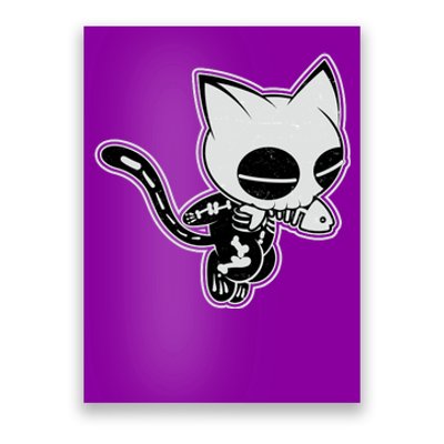 Funny Halloween Cute Ghost Skelekat Poster