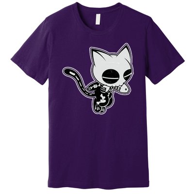 Funny Halloween Cute Ghost Skelekat Premium T-Shirt