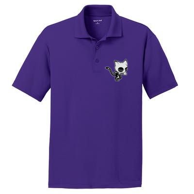 Funny Halloween Cute Ghost Skelekat PosiCharge RacerMesh Polo