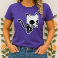 Funny Halloween Cute Ghost Skelekat Womens T-Shirt
