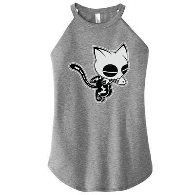 Funny Halloween Cute Ghost Skelekat Women's Perfect Tri Rocker Tank