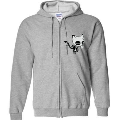 Funny Halloween Cute Ghost Skelekat Full Zip Hoodie